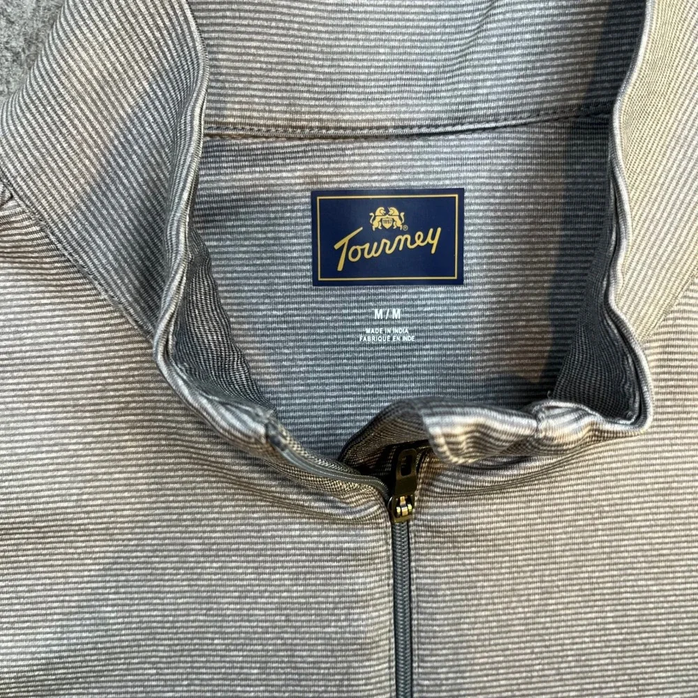 Tourney Mens 1/4 Zip Pullover Grey Stripe Golf Activewear Medium WR Logo - Picture 5 of 5